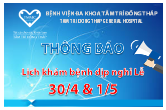 Thông báo lịch khám bệnh dịp nghỉ Lễ 30/4 và 01/5