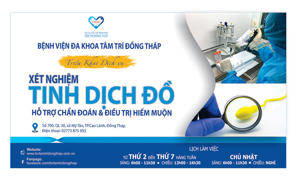Xét nghiệm tinh dịch đồ tại BV Tâm Trí Đồng Tháp