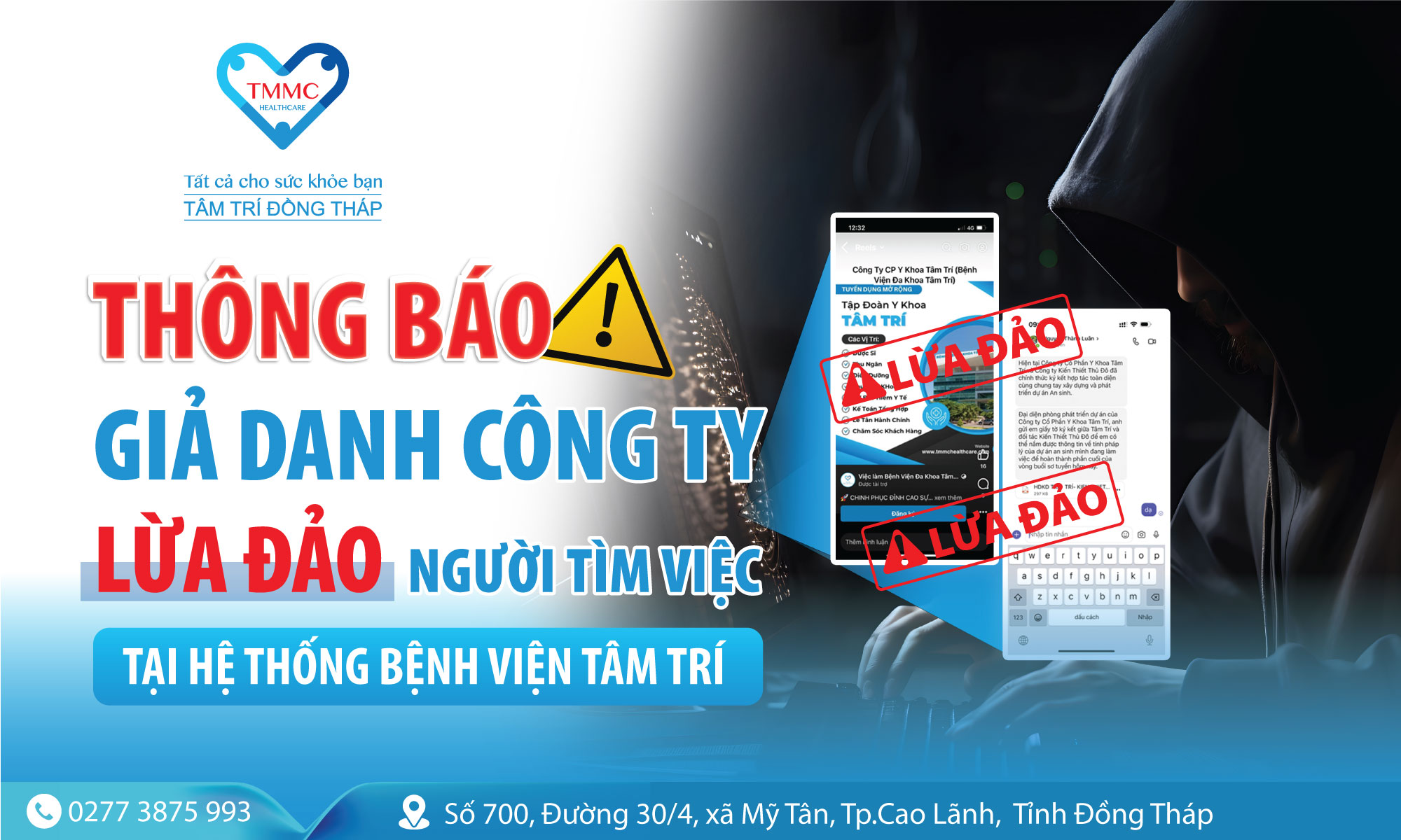 Thông báo giả danh Hệ thống Bệnh viện Tâm Trí lừa đảo người tìm việc