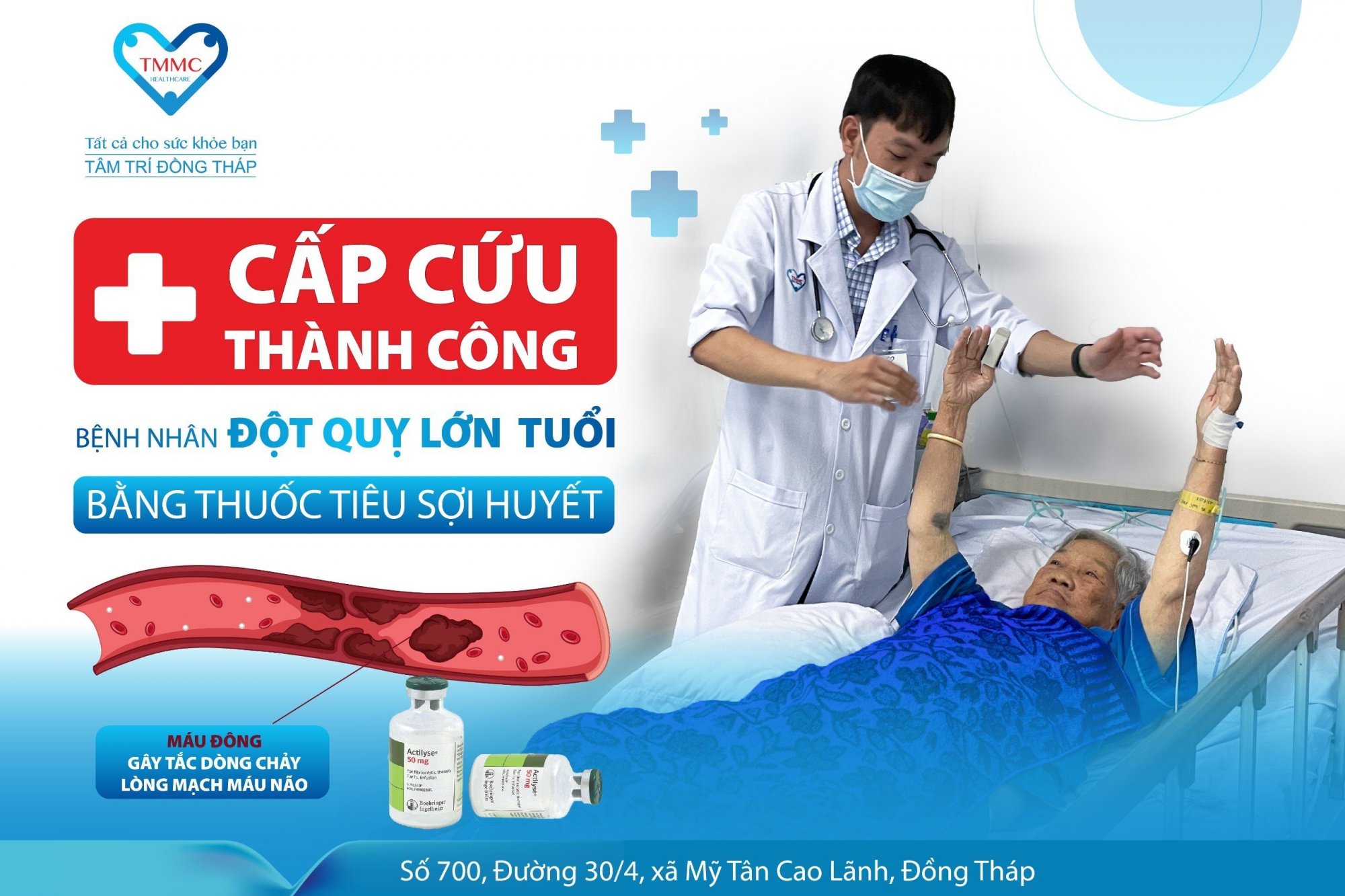 Cấp cứu thành công bệnh nhân đột quỵ lớn tuổi bằng tiêu sợi huyết